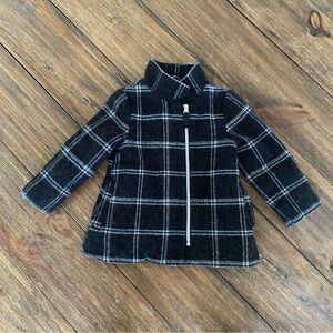 Cherokee windowpane plaid print wool blend coat